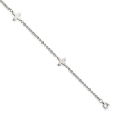 Chisel Stainless Steel Polished Cross Charms 9 inch Anklet Plus 1 inch Extension